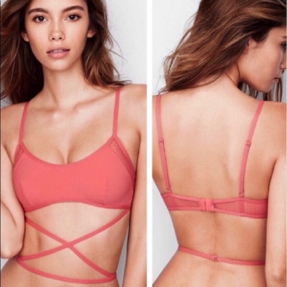 NWT💞2/$40 FREE SHIPPING Pink Strappy Wrap Bra - Picture 3 of 7
